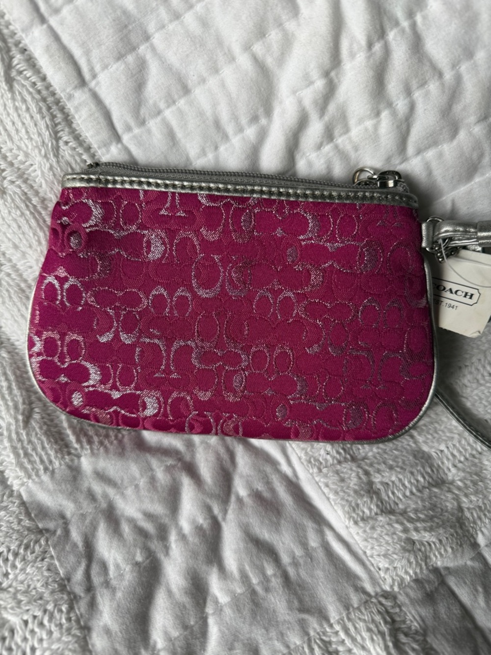Coach Metallic Pink Signature Wristlet - Picture 4 of 9